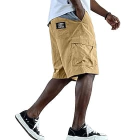 Homme Short cargo léger taille confortable Pantalon cargo Shorts Avec Poches Taille Élastique Uni Couleur Pleine Longueur Genou Occasionnel Extérieur Vêtements