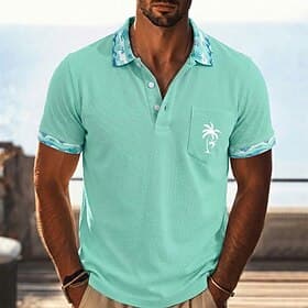 Homme Chemise de golf Polo Piqué Occasionnel Affaires Col Polo Côtelé Manches courtes Mode Basique Couleur Unie Plaid Boutons Logo Été Printemps Printemps Aut