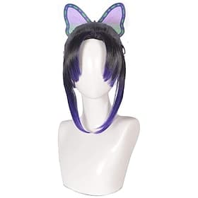 Perruque cosplay noire et violette – cheveux de costume d'épéiste d'anime
