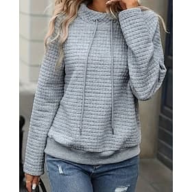 Femmes Couleur Unie Sweat-shirt à enfiler Hauts décontractés Printemps Automne Cordon de serrage manche longue Coupe-vent Doux Respirant Randonnée Course Entra