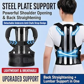 Correcteur de posture professionnel pour hommes et femmes - ceinture de soutien dorsal complet et ajustable - maille respirante pour un alignement optimal de l