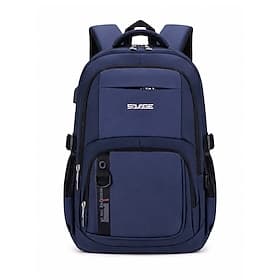 Sac à dos étudiant grande capacité pour ordinateur portable, idéal pour les hommes. Sac d'école imperméable en polyester avec port de chargement USB, compartim
