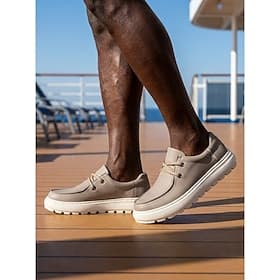Men's Minimalist Casual Island Cruise PU Leather Slip Resistant Lace-up Khaki Black Summer Spring All Seasons