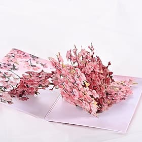 Carte pop-up 3D à motif de fleurs de cerisier, carte de vœux rose sakura pour femme, maman, grand-mère, épouse - cadeau fait main pour la fête des mères, un an