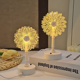 Veilleuse tournesol en acrylique, lampe fleur LED blanc chaud, USB Lampe de table décorative à piles AAA, idéale pour la chambre, le salon, la salle à manger,