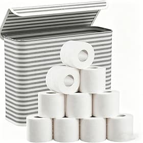Panier à papier toilette pliable en tissu avec couvercle, 22 litres, pouvant contenir 9 à 12 rouleaux. Organisateur de salle de bain autoportant pour papier to