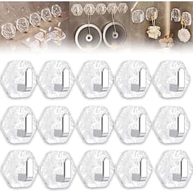 Lot de 15/20 crochets hexagonaux auto-adhésifs effet vague, sans perçage, étanches, pour salle de bain et cuisine. Crochets robustes en acrylique effet vague,