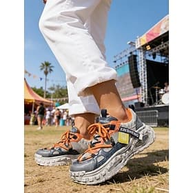 Men's Sporty Casual Outdoor Music Festival PU Leather Mesh Comfortable Breathable Lace-up Black Orange Gray Summer Spring Fall