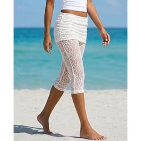 Femmes Pantalon capri Vacances Mode Capris Taille moyenne Dentelle Élastique Vacances Formel Noir Blanche Été Printemps Coupe Slim