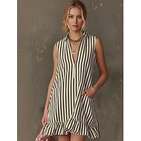 Femmes Mini Robe Robe d'Été Robe trapèze Robe ajustée et évasée Vacances Fête Occasionnel Quotidien Extérieur Plage Coupe régulière Graphique Géométrique Rayé