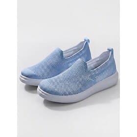 Women's Blue Breathable Knit Slip-On Sneakers – Lightweight Walking Shoes for Casual Everyday Comfort Outdoor Walking