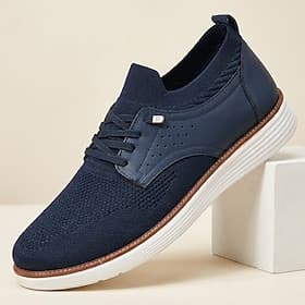 Baskets Oxford bleu marine en maille pour homme, chaussures de marche décontractées à lacets, légères et confortables pour le bureau, les voyages et le quotidi