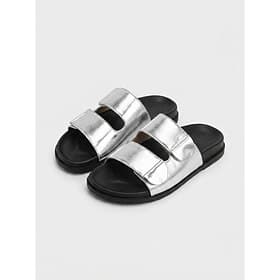 Femmes Vacances vacances à la plage Île et croisière Talon plat Bout Rond Vacances Faux Cuir Mocassin Argent Noir