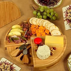 Service à fromages et amuse-gueules avec couteaux à fromage en bambou (1 set) Plateau à pain plateau de fruits