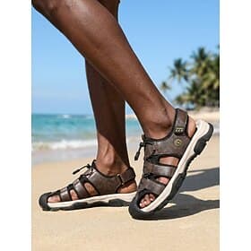 Sandales de plage pour hommes, style pêcheur, chaussures de marche confortables et antidérapantes à bride ajustable, idéales pour les vacances à la plage ou en