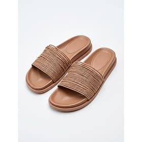 Femmes Vacances Île et croisière Talon plat Bout Rond Vacances Faux Cuir Mocassin Marron Beige