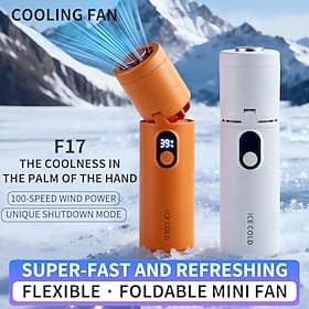 Ventilateur portable, ventilateur personnel turbo à 100 vitesses avec affichage LED, pliable Mini ventilateur de voyage flexible, ventilateur de poche recharge