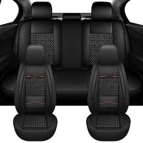 Ensemble complet de housses de sièges auto de luxe pour 5 places, en similicuir avec maille aérée respirante. Support lombaire, protection universelle avant et