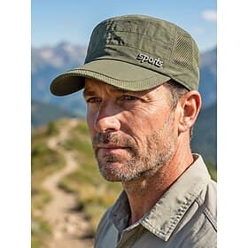 Men's Breathable Mesh Military Cap Quick Dry Polyester Army Hat Adjustable Outdoor Summer Fishing Hiking Travel Golf Cap Multiple Colors