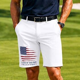 4 juillet 2026, 250e anniversaire Homme Etoile Drapeau Américain Bermuda Short décontracté Short de Golf Taille Moyenne Vêtement décontracté de travaile Travai
