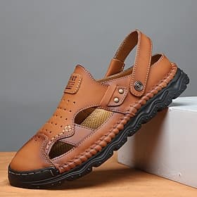 Men's Fashion Accessories Punk Vintage Fashion PU Leather Shock Absorption Comfortable Slip-on Dark Brown Khaki Red Brown Summer Spring