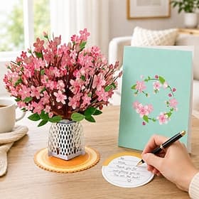 Carte pop-up 3D avec fleurs de cerisier, grand bouquet de fleurs de sakura, idéale pour elle, une femme ou une maman: un cadeau unique pour la fête des mères,