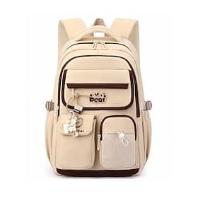 Sac à dos scolaire pour filles, grande capacité, multi-poches, en polyester résistant à l'eau, compatible avec un ordinateur portable de 15,6 pouces, sac à dos