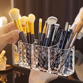 Lot de 3 boîtes de rangement transparentes en acrylique pour maquillage, cosmétiques et parfums, idéales pour la coiffeuse, la salle de bain, la cuisine et le