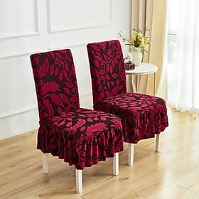Housse de chaise décontractée à motif floral en polaire jacquard (1/2/4/6 pièces), décorative, antidérapante, anti-poussière, adaptée à toutes les saisons