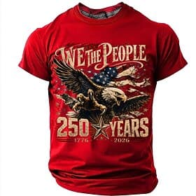 4th of July 2026 250th Men's Eagle US Flag T Shirt Short Sleeve T shirt 3D Print Crew Neck Shirt Patriotic Daily Festival Blue Black Red Summer Spring Clothing