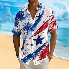 4 juillet 2026, 250e anniversaire Homme Drapeau Américain Chemise Chemise d'été Manche Courte Patriotique Quotidien Vêtements de rue Été Printemps Col Rabattu