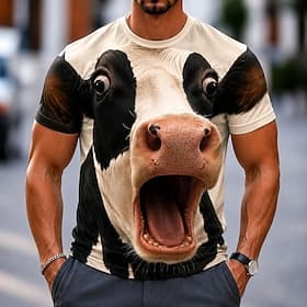 Homme Animal Vaches T-shirt Manche Courte T-shirt Impression 3D Col ras du cou Chemise Drôle Occasionnel Quotidien Rue Bleu Blanche Bleu 1# Été Printemps Vêtem