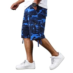 Homme taille confortable Pantalon cargo Shorts cargo Shorts Short décontracté Avec Poches Taille Élastique Uni Camouflage Respirant Longueur Genou Occasionnel