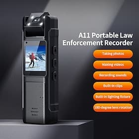Caméra corporelle avec objectif rotatif à 180° et écran LCD, mini enregistreur vidéo portable HD 1080p avec vision nocturne LED, caméra de sécurité portable à