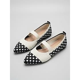 Femmes Quotidien Talon plat Bout Pointu Mode Tissage Volant Mocassin Kaki Noir Blanche