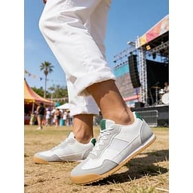 Men's Sporty Casual Music Festival PU Leather Comfortable Breathable Lace-up White / Green Silver Beige Summer Spring Fall