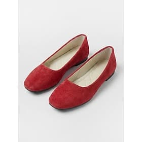 Women's Red Classic Ballet Flats – Soft Faux Suede Slip-On Shoes with Cushioned Insole, Lightweight Flexible Sole and All-Day Comfort for Office, Work, Travel