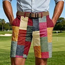 Homme motif à carreaux Blocage de couleurs Bermuda Short décontracté Short de Golf Taille Moyenne Vêtement décontracté de travaile Travail Golf Vacances à la P