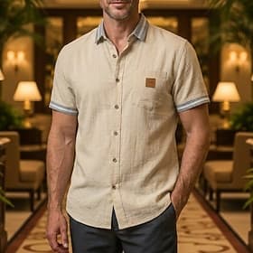 Homme Chemise Chemise en lin Chemise d'été Chemise de Plage Uni Occasionnel Quotidien Bleu Noir bleu marine Kaki Manche Courte Revers Été Printemps Vêtement Te