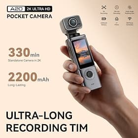 A20 Caméra d'action Portable Rechargeable Enregistrement d'images et fonction vidéo Mini 1.9 pouce Capteur CMOS 128 GB Cyclisme
