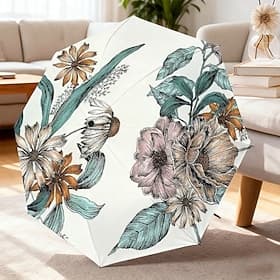 Parapluie imprimé pliable de voyage, parapluie portable à ouverture et fermeture automatiques, parapluie compact coupe-vent et imperméable avec protection UV,