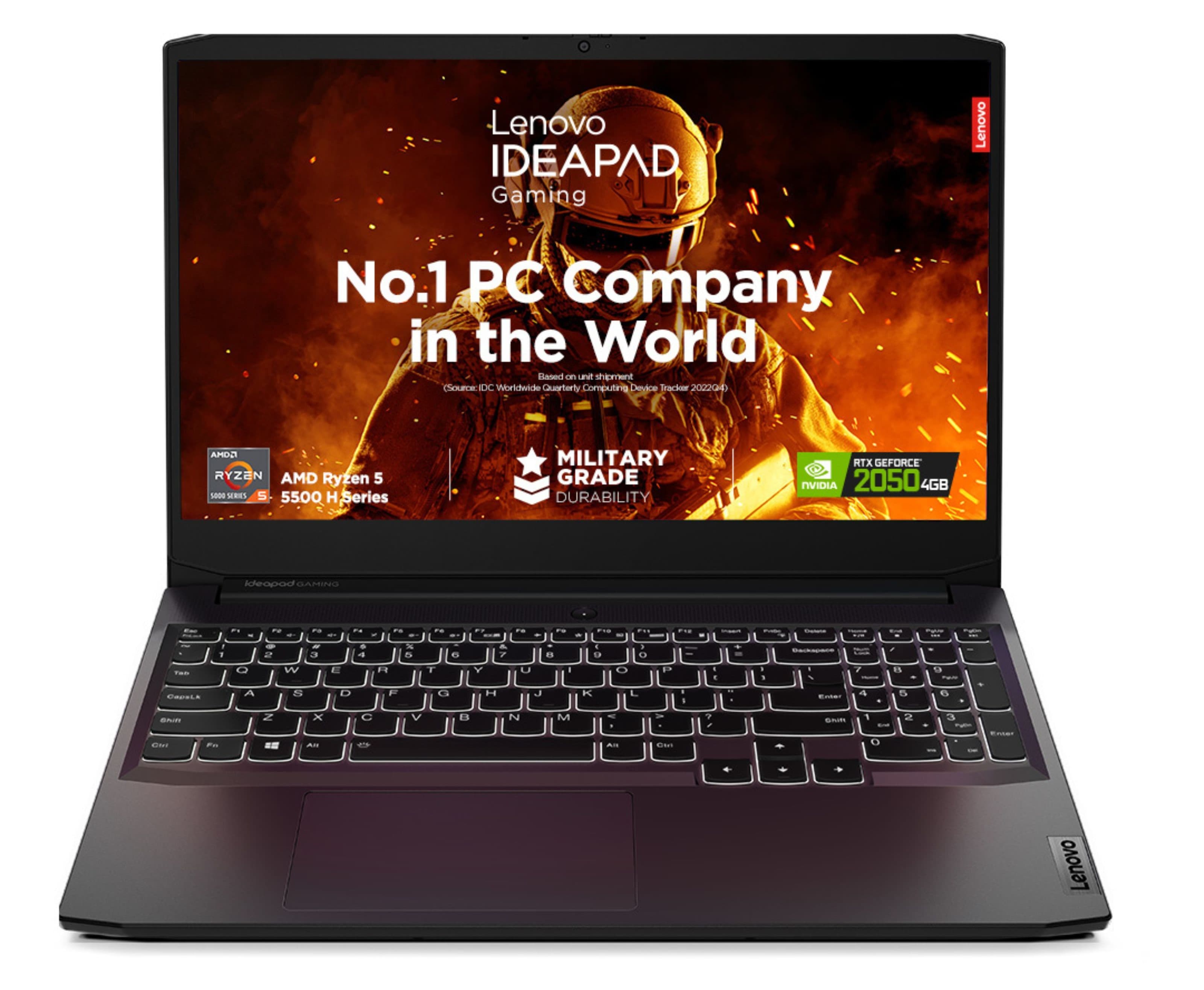 Lenovo IdeaPad 1 -AMD Ryzen 5,8 GB RAM,512 SSD,NVIDIA RTX 4GB, Shadow Black - Gaming Laptop | Gaming PC - AMD Ryzen™ 5 5500H | 82K2XA19IN
