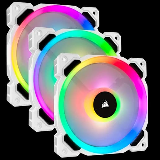 CORSAIR Ventilateur blanc Dual Light Loop RGB LED PWM 120 mm LL120 RGB - lot de trois ventilateurs avec Lighting Node PRO (Refurbished)