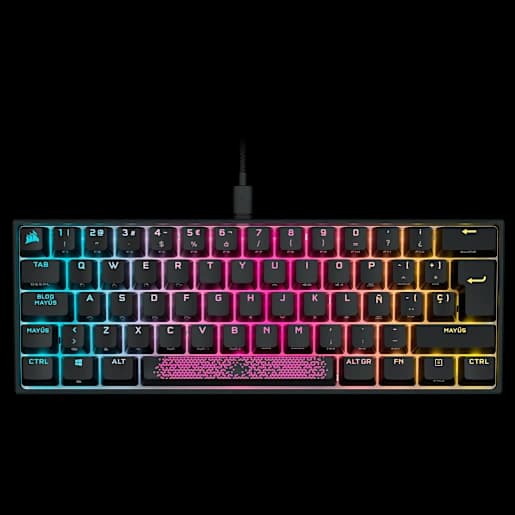 CORSAIR Teclado gamer mecânico K65 RGB MINI 60% - CHERRY MX SPEED - Preto (ES)
